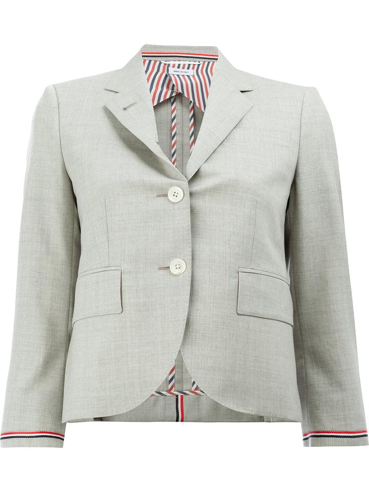 Thom Browne Cropped Blazer Jacket, Men's, Size: 40, Grey, Silk/wool