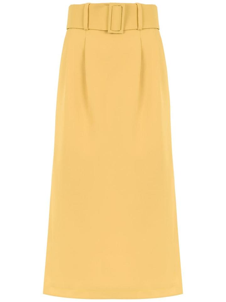 Egrey Midi Belted Skirt - Yellow & Orange