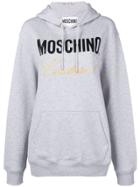 Moschino Logo Print Hoodie - Grey