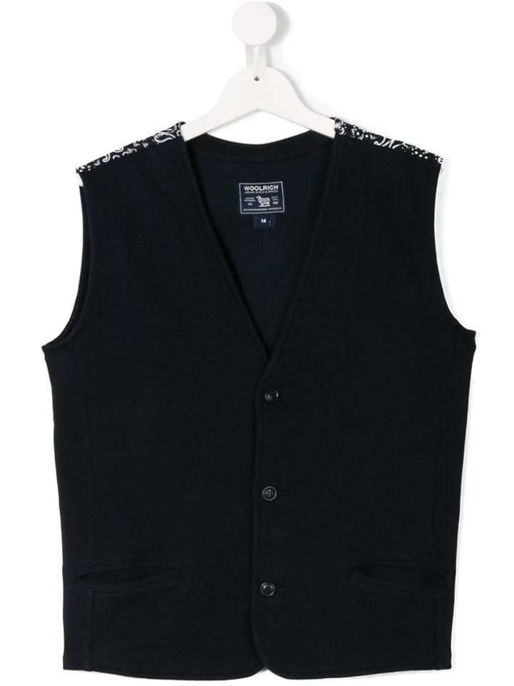 Woolrich Kids Buttoned Gilet - Blue