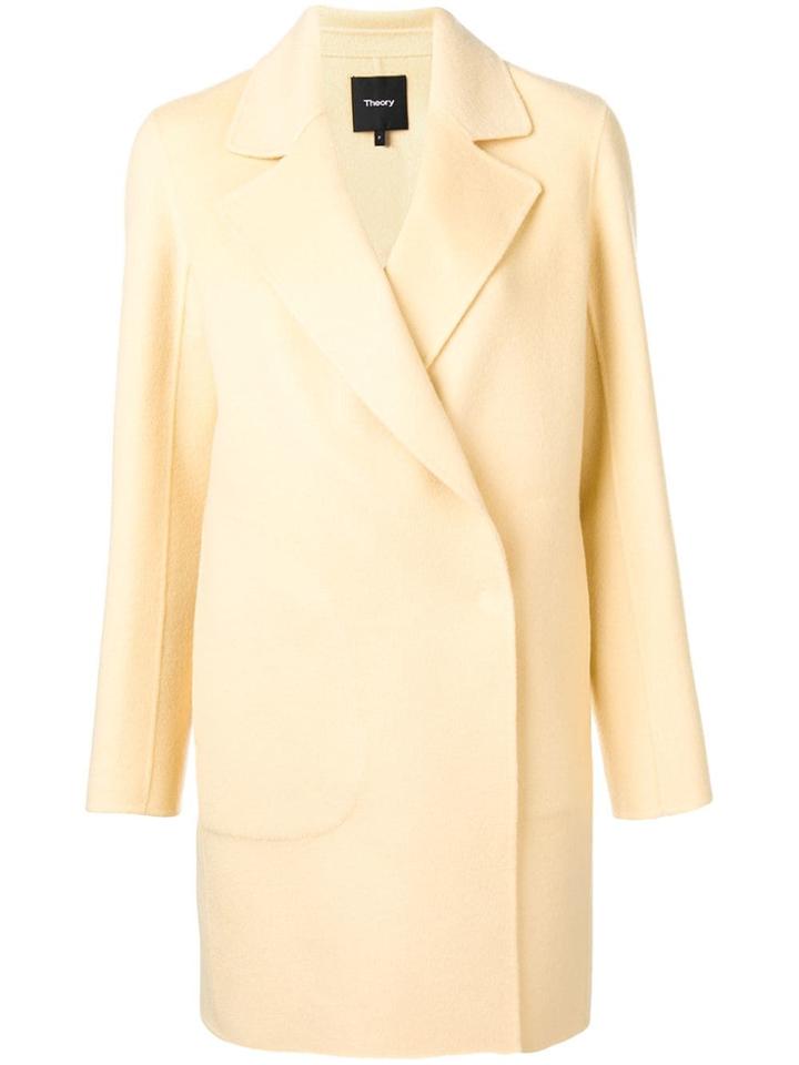 Theory Double-breasted Fitted Coat - Neutrals