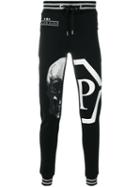 Philipp Plein - Skull And Logo Print Track Pants - Men - Cotton - M, Black, Cotton