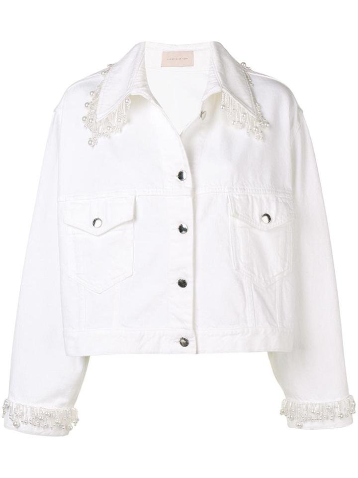 Christopher Kane Pearl Denim Jacket - White