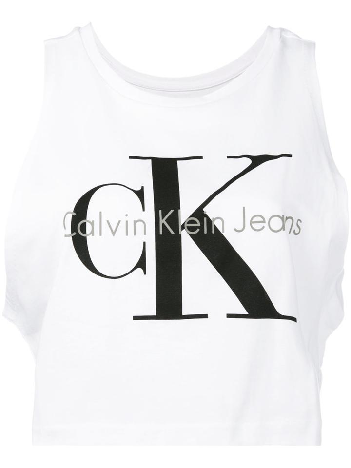 Calvin Klein Jeans - Logo Print Tank Top - Women - Cotton - M, White, Cotton