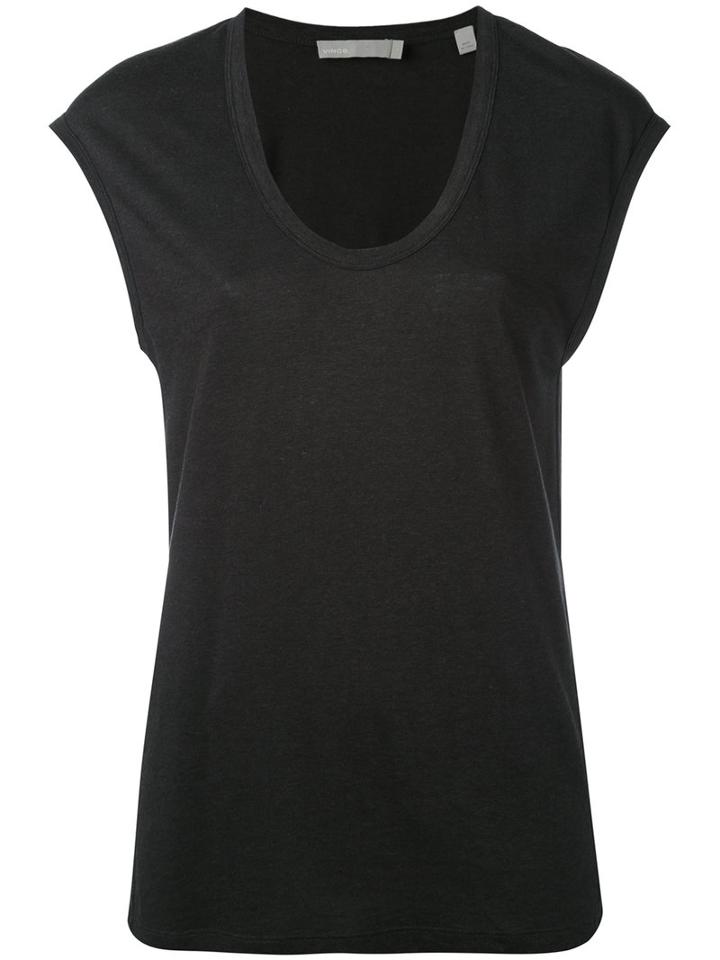 Vince - Distressed Muscle Tank - Women - Cotton/linen/flax/tencel - S, Women's, Black, Cotton/linen/flax/tencel