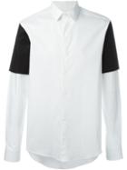 Les Hommes Urban Contrast Sleeve Layer Shirt