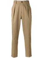 Etro Front Pleat Tapered Trousers, Men's, Size: 50, Nude/neutrals, Cotton