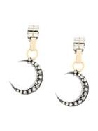 Radà Embellished Crescent Moon Earrings - Metallic