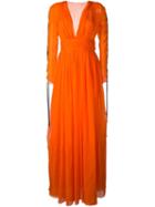 Fausto Puglisi V-neck Gown, Women's, Size: 40, Yellow/orange, Silk/acetate