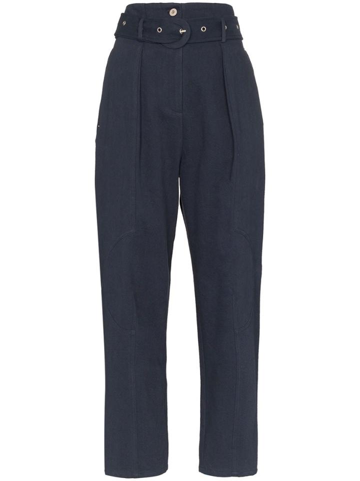 Low Classic High Waist Wide Leg Trousers - Blue