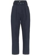 Low Classic High Waist Wide Leg Trousers - Blue