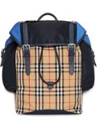 Burberry Colour Block Vintage Check And Leather Ranger Backpack - Blue