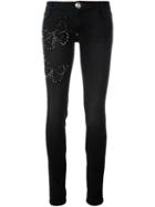 Philipp Plein Butterfly Embellished Skinny Jeans, Women's, Size: 25, Black, Cotton/spandex/elastane
