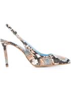 Pollini Snakeskin Effect Pattern Sling Back Pumps