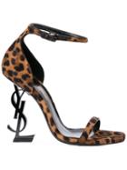 Saint Laurent Opyum Leopard-print Calf Hair Sandals - Brown