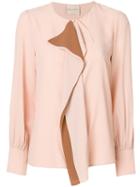 Erika Cavallini - Draped Front Blouse - Women - Acetate/silk - 44, Pink/purple, Acetate/silk