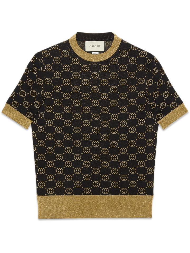 Gucci Wool Top With Gg Motif - Black