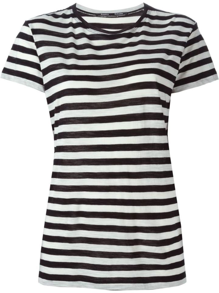 Proenza Schouler Striped T-shirt, Women's, Size: Large, Black, Cotton