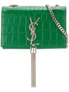 Saint Laurent Small 'kate Monogram' Shoulder Bag, Women's, Green