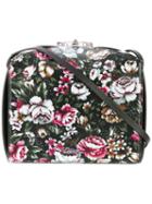Alexander Mcqueen Floral Print Shoulder Bag, Women's, Black, Calf Leather/suede