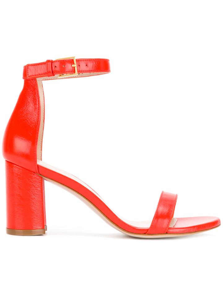 Stuart Weitzman Nudist Block Heeled Sandals - Red
