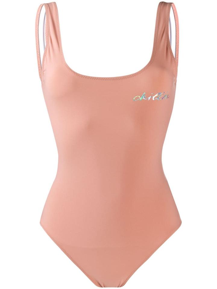 Natasha Zinko Chillin Slogan Swimsuit - Neutrals