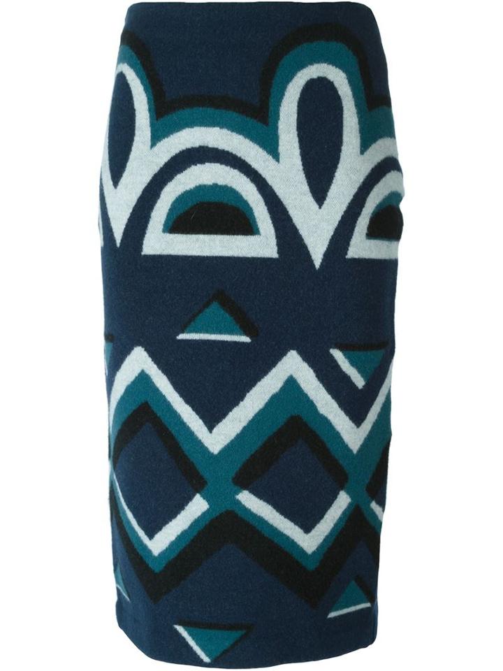 Burberry Prorsum Aztec Pattern Pencil Skirt