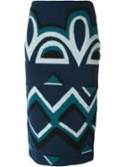 Burberry Prorsum Aztec Pattern Pencil Skirt
