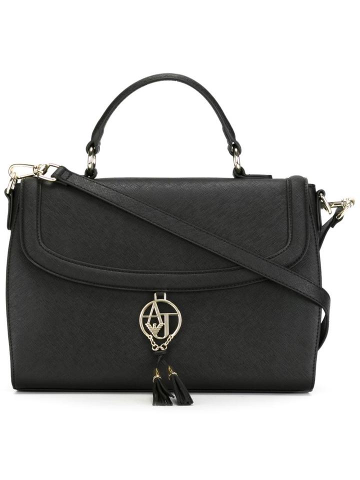 Armani Jeans Tassel Detail Crossbody Bag, Women's, Black, Calf Leather