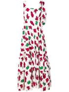 P.a.r.o.s.h. Flared Cactus Print Maxi Dress - White