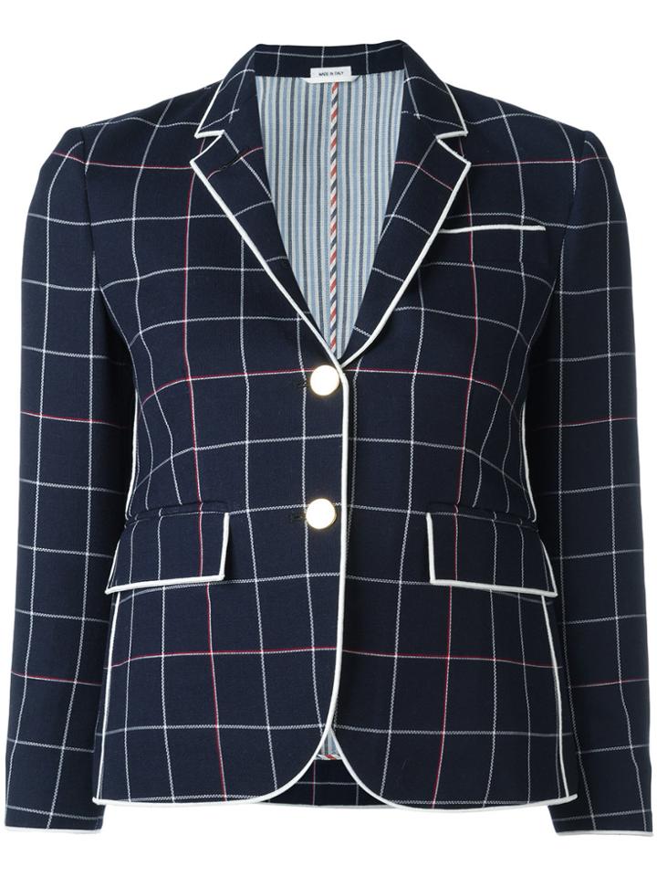 Thom Browne Checked Cropped Blazer - Blue