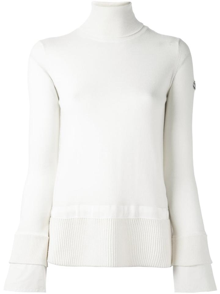 Moncler Roll Neck Knitted Jumper, Women's, Size: Medium, Nude/neutrals, Polyester/virgin Wool