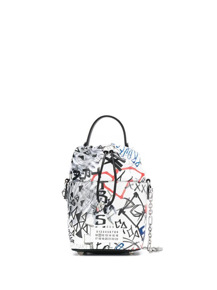 Maison Margiela Graphic Print Bucket Bag - White