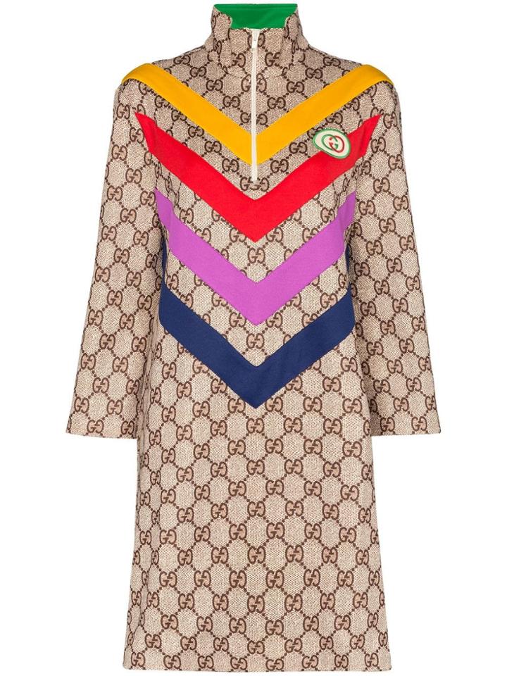 Gucci Striped Gg Supreme Dress - Multicolour