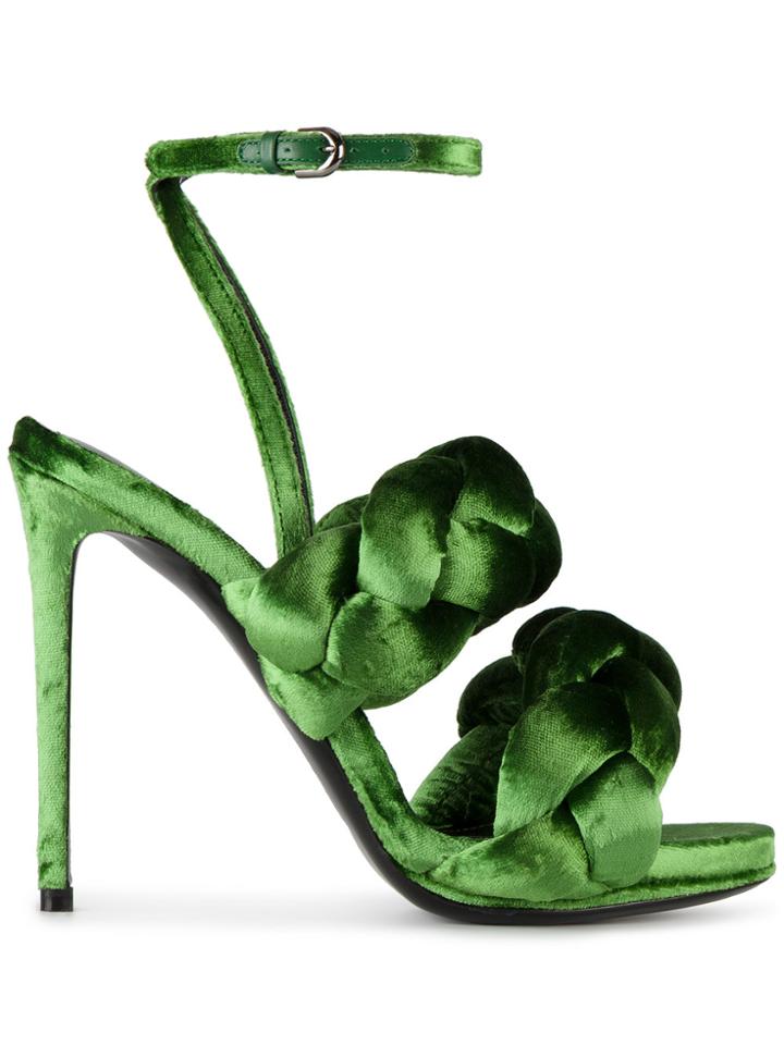 Marco De Vincenzo Green Velvet Braided Strap 120 Sandals