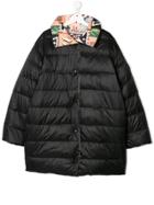 Fendi Kids Teen Contrasting Collar Padded Coat - Black