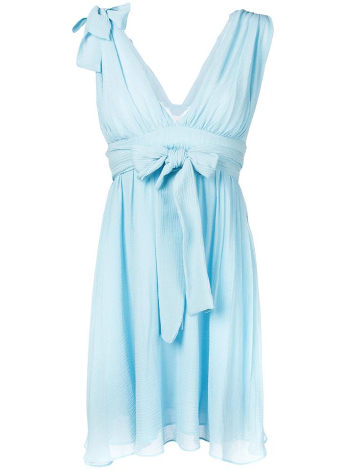 Pinko Robinia Bow Tie Flared Dress - Blue