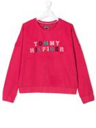 Tommy Hilfiger Junior Teen Embroidered Logo Sweatshirt - Pink & Purple