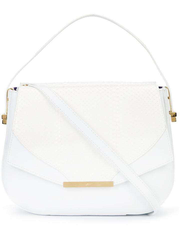 Khirma Eliazov Contrast Panel Tote, Women's, White, Watersnake Skin/leather/suede