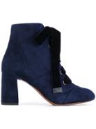Chloé Velvet Laced Booties - Blue