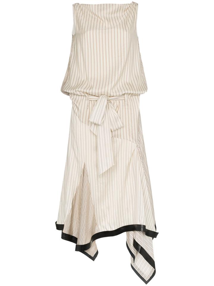 Jw Anderson Neutral Silk Lambskin Trim Asymmetrical Dress - Nude &