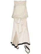 Jw Anderson Neutral Silk Lambskin Trim Asymmetrical Dress - Nude &