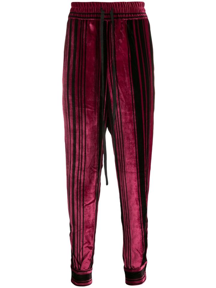 Nahmias Striped Velvet Track Pants - Red