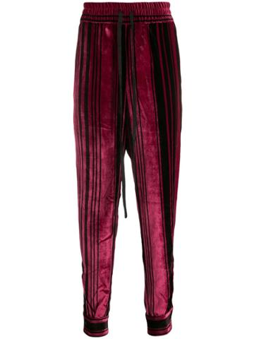 Nahmias Striped Velvet Track Pants - Red