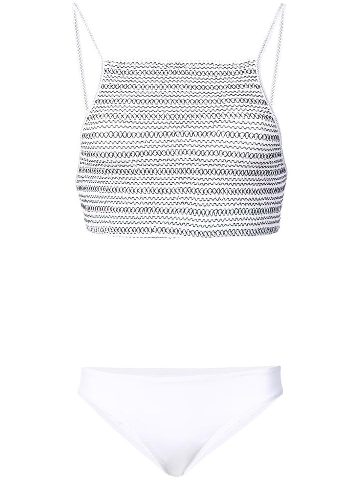 Kisuii Halter Crop Top Bikini - White
