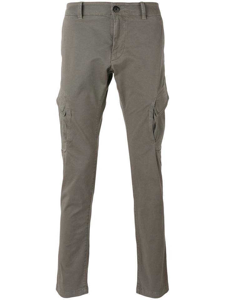 Stone Island Side Pockets Skinny Trousers, Men's, Size: 32, Green, Cotton/polyester/spandex/elastane