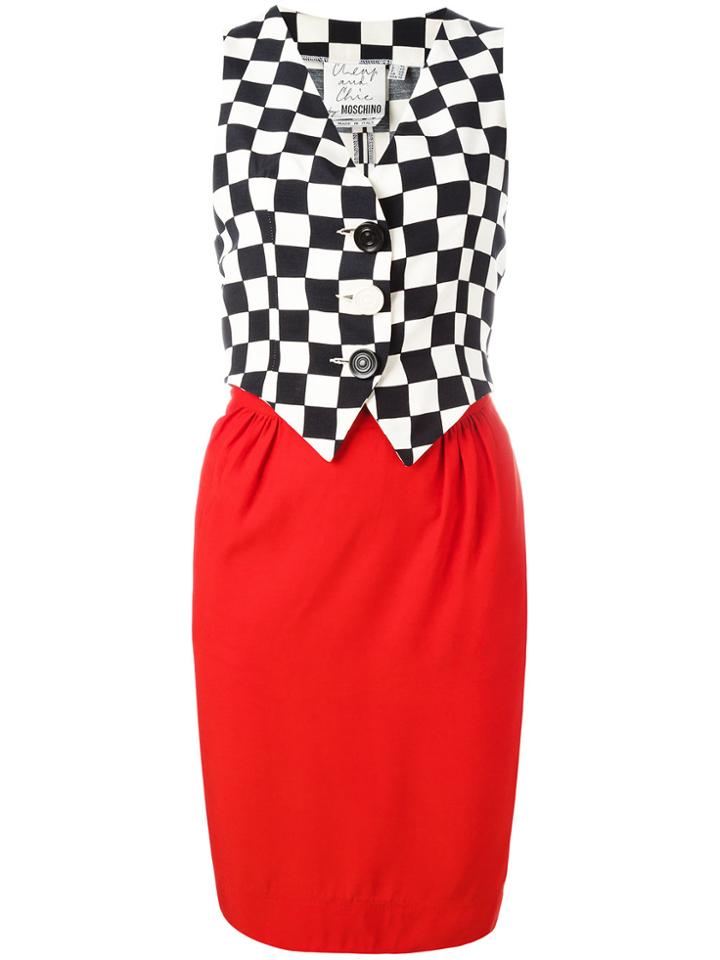 Moschino Vintage Sleeveless Waistcoat Dress - Black