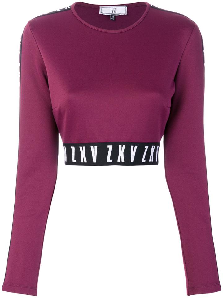 Versus Branded Crop Top - Pink & Purple