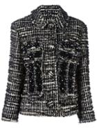 Simone Rocha Woven Cropped Jacket, Women's, Size: 6, Black, Cotton/nylon/acetate/wool