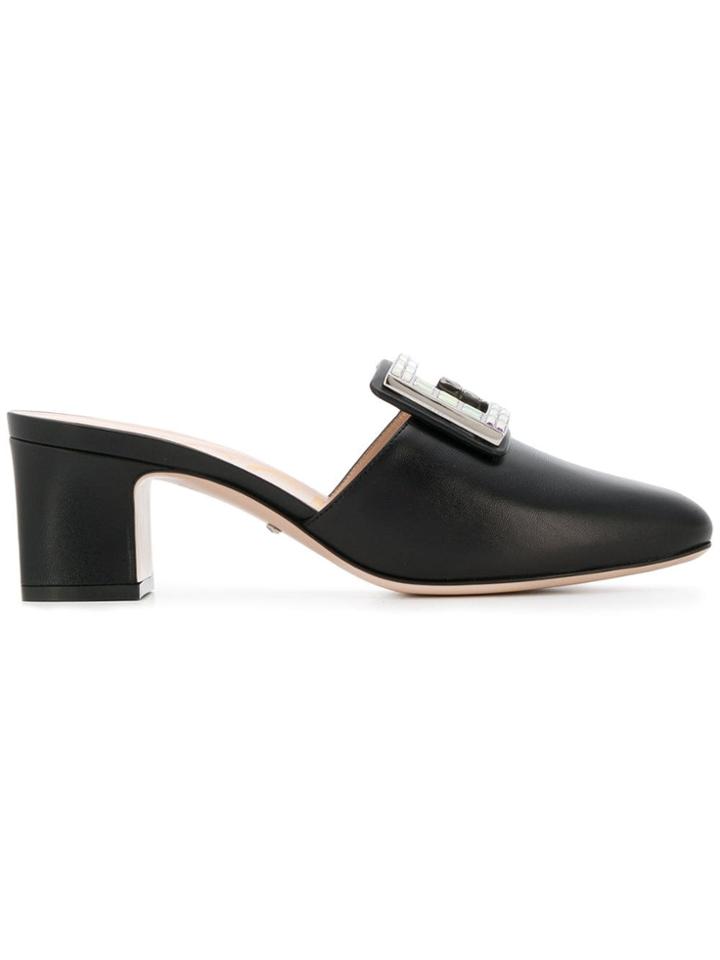 Gucci Crystal G Mules - Black